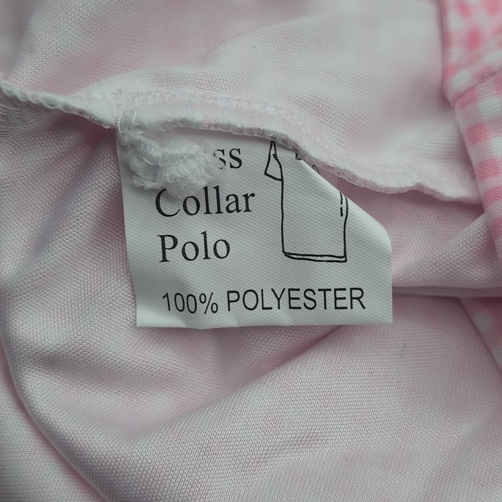 Collars and Co Dress Collar Polo Shirt Mens M Pink Gingham Check Performance - Picture 4 of 10